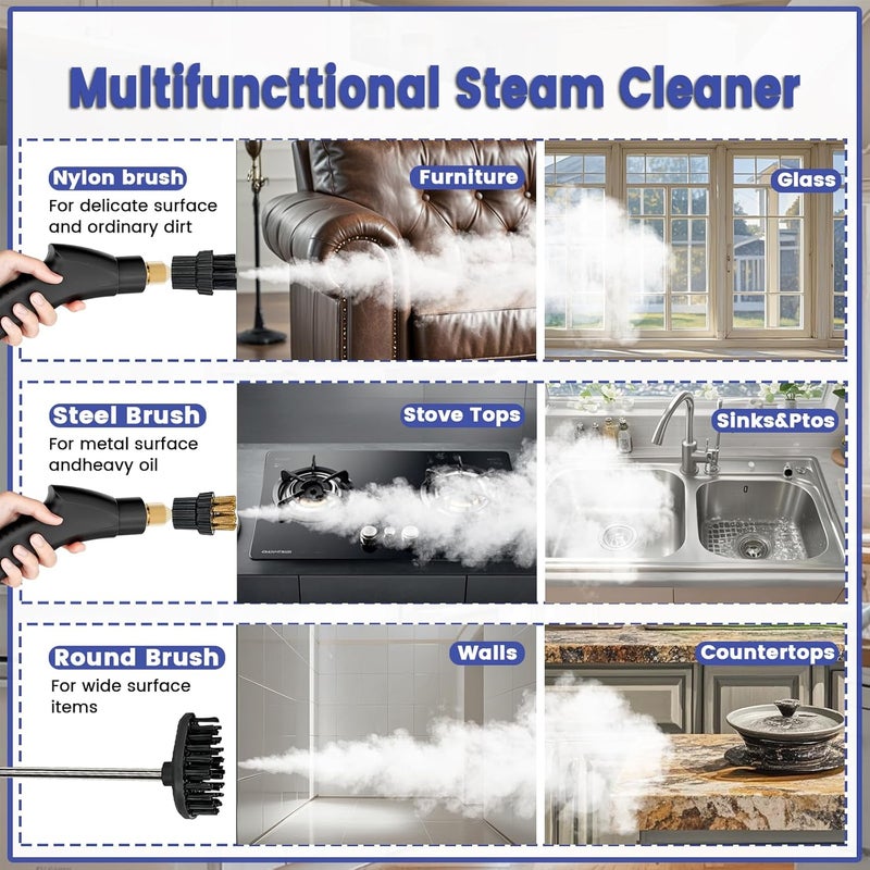 AULANK 2500W Handheld Steam Cleaner,Portable Car Steamer For Auto Detailing,High-Temperature and Pressure Steam Cleaner For Home, Steam Cleaning Machine for Furniture,Kitchen,Grout,Floor,Tile (03-White) - Image 4
